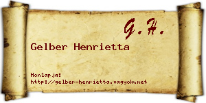 Gelber Henrietta névjegykártya